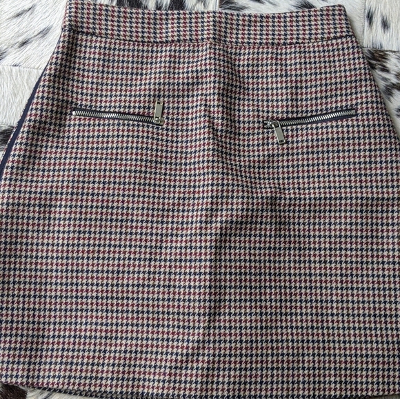 Zara blue/red houndstooth skirt - Picture 1 of 4